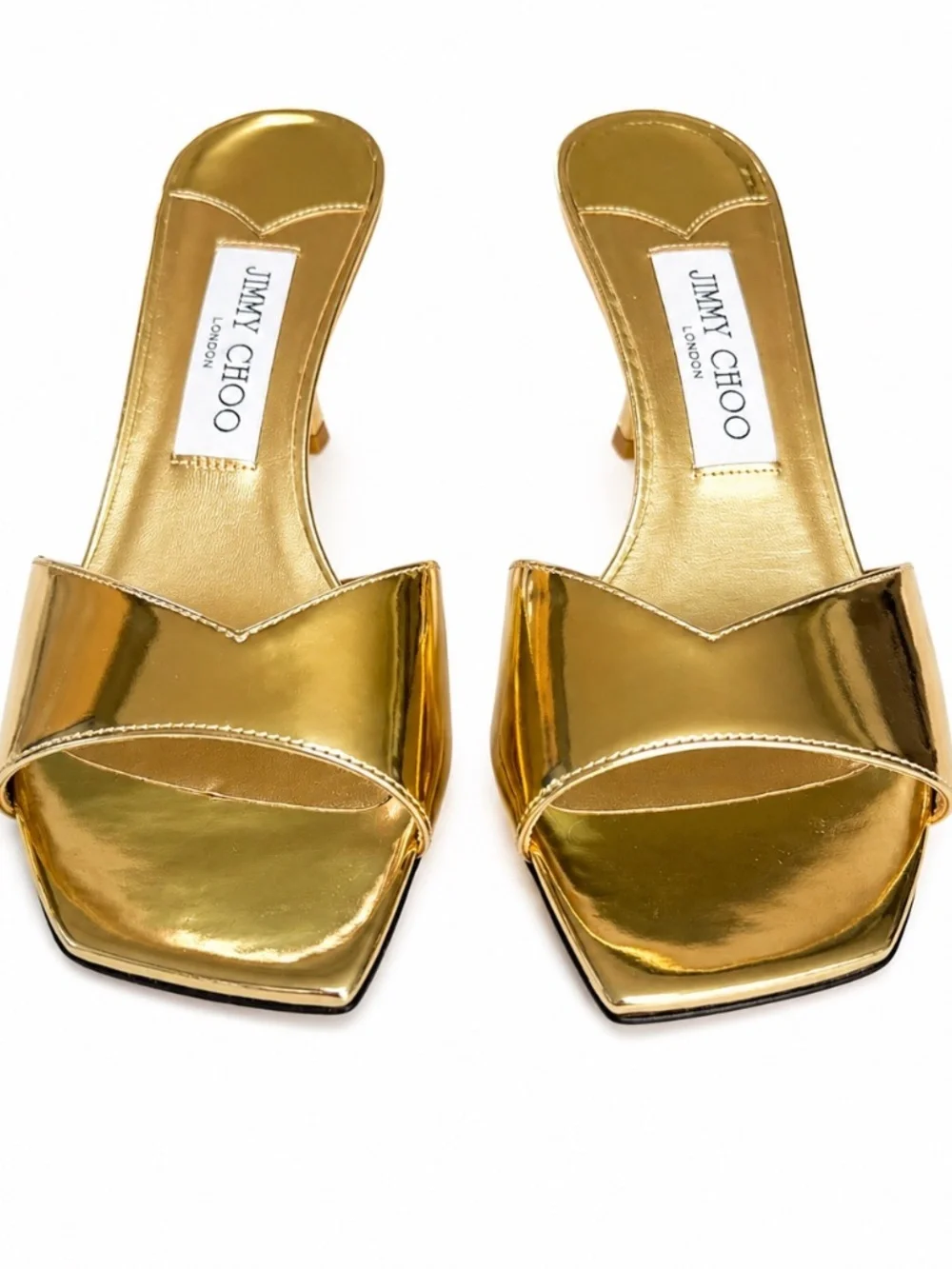 Jimmy Choo Skye 70 Metalic Gold Leather Mule Heels - Size 37